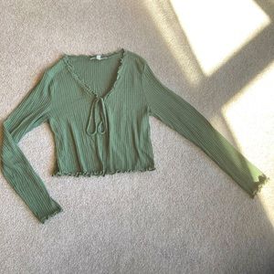 Gaze juniors XS dark green tie tight fittings sweater